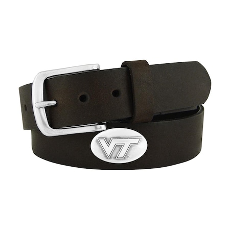 ZeppelinProducts VAT-BOLP-BRW-34 Virginia Tech Concho Brown Leather Belt; 34 Waist